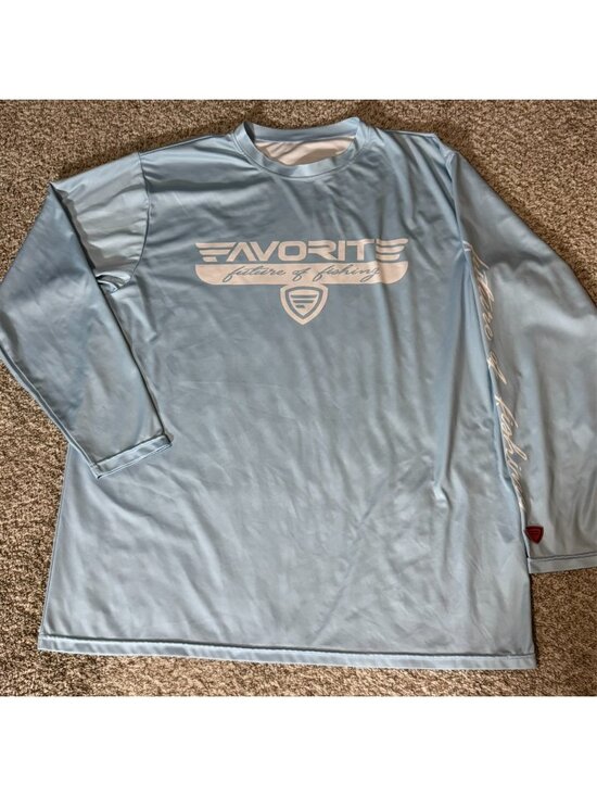 Favorite Fishing Other - Favorite Fishing Shirt Mens 2XL Light Blue Long Sleeve Crew Neck Logo Outdoor